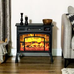 a living room with a fire place next to a couch