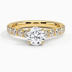 Lab Grown Diamond Ring - Luxe Anthology Lab Diamond Engagement Ring (1/2 ct. tw.) - 18K Yellow Gold. This luminous ring secures the center gem with elegant claw prongs and features glamorous French pav diamonds, a setting style that allows light to reach the diamonds from multiple angles, enhancing their sparkle. Lab Created Diamond Rings Engagement, Lab Diamond Engagement Ring, Rose Gold Diamond Ring, Dream Engagement, Classic Engagement Rings, Yellow Gold Setting, Jewelry Rings Diamond, Timeless Jewelry, Gold Diamond Rings