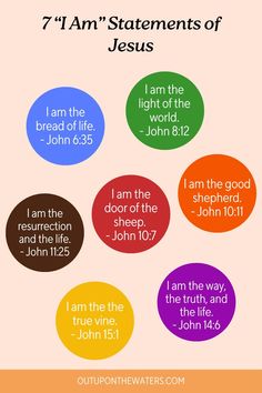 the seven commandments of jesus in different colors and sizes, with text overlaying them