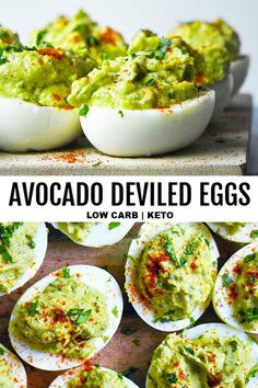 avocado deviled eggs are stuffed with guacamole