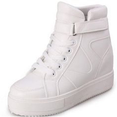 Women's High Top Wedge Fashion Sneakers Hidden Heel Platform Casual Shoes - White - CO12NR34MMA - Women's Shoes, Fashion Sneakers  #FashionSneakers #Women's #Shoes # #Fashion #Sneakers Sneaker Ideas, Platform Casual Shoes, Cheap Boutique Clothing, Sports Closet, Sneakers Fashion Outfits, Lady Shoes, Wedges Style, Shoes Store, Service Quality