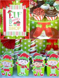 christmas elf party printables and cupcakes for kids to make their own