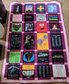 a quilt made to look like someone's favorite movie character is on the floor