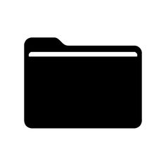 a folder icon in black on a white background