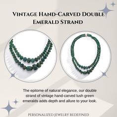 The epitome of natural elegance, our double strand of vintage hand-carved lush green emeralds adds depth and allure to your look. Three Sisters Jewelry, Sisters Jewelry, Three Sisters, Jewelry Gemstone, Silk Thread, Lush Green, Lapis Lazuli, Gold Chains, Moonstone