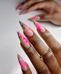 Stiletto Summer Nails Design, Stiletto Vacation Nails, Jamaica Trip, Nail Tutorial, New Nail Designs, Edgy Nails, Her Nails