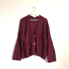 Rag Supply Red Maroon Knit Cardigan Oversized, Loose Fit Acrylic / Cotton Blend New With Tags - No Holes Or Stains Size L, Measurements Are Approx And Taken While Laying Flat Turquoise Cardigan, Light Grey Cardigan, Peach Cardigan, Textured Knit Cardigan, Short Sleeve Sweater Cardigan, Black Knit Cardigan, Cable Knit Sweater Cardigan, Plaid Cardigan, Cardigan Oversized