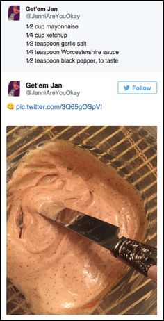 a twitter post with an image of peanut butter being spread on the side of a grill