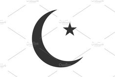 the crescent and star icon in simple style isolated on white background for web design, logo or app