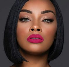 Summer Makeup Looks For Black Women, Makeup Looks Without Lashes, Pink Lipstick Makeup, Beauty Make-up, Braut Make-up, Pink Lipstick, Dark Skin Makeup