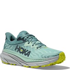 The best all-terrain ride are these  1134498-MGTR Hoka Women's Challenger 7 Bellwether Running Shoes.  Combining a simplified mesh upper with a soft new foam, we've increased the stack height for a plusher feel and added proprietary rubber to the bottom unit, along with a reimagined outsole design.  Engineered Mesh Recycled Poly Laces Compression Molded Eva Foam Midsole  American Podiatric Medical Association (APMA) Seal of Acceptance Durabrasion Rubber 4mm Lugs Extended Heel Pull  1134498-MGTR Hoka Women's Challenger 7 Bellwether Running Shoes - Mist Green/Trellis Green Mesh Trail Running Shoes With Breathable Design, Green Breathable Mesh Trail Running Shoes, Breathable Green Mesh Trail Running Shoes, Green Trail Running Shoes With Rubber Sole, Green Low-top Trail Running Shoes With Vibram Sole, Dynamic Low-top Green Trail Running Shoes, Outdoor Mesh Trail Running Shoes With Rubber Sole, Dynamic Green Low-top Trail Running Shoes, Outdoor Trail Running Shoes With Mesh And Rubber Sole