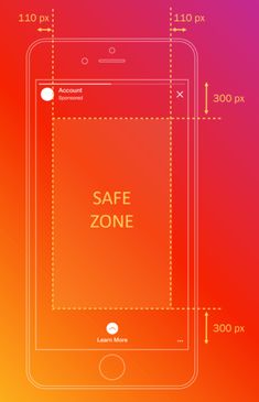 an iphone screen with the text safe zone on it, in yellow and red colors