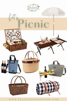 picnics and picnic tables are featured in this postcard with the words, up to picnic