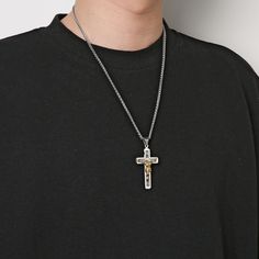 Stylish Holy Jesus Crucifix Pendant: A striking representation of your Christian faith. Metal: Made of stainless steel, which is robust, resistant to tarnish and rust, and ideal for long-lasting jewelry designs. Chain Length: 22 inches, suitable for both men and women. Pendant Size: 5.6 x 2.9 cm (2.2 x 1.1 inches). Gift-Ready: Comes in a presentation that ensures it looks great if you choose to give it as a gift. Silver Stainless Steel Cross Necklace As Gift, Silver Stainless Steel Cross Necklace For Gift, Engraved Silver Stainless Steel Cross Necklace, Silver Stainless Steel Cross Pendant Necklace, Spiritual Silver Stainless Steel Cross Necklace, Silver Stainless Steel Crucifix Jewelry, Silver Crucifix Stainless Steel Jewelry, Metal Crucifix Cross Necklace As Gift, Elegant Crucifix Metal Necklace