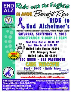 an event poster for the end - to - end ride with the eagles benefit run