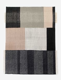 Abstract and asymmetrical design make this rug a modern favorite with a twist on traditional elements. The blocked pattern in tonal neutrals, accented with weft fringe, gives statement-making appeal that's perfect as a living room area rug. Lulu Georgia, Bar Shed, Dhurrie Rugs, Rug Black, Living Room Shop, Block Party, Living Room Area Rugs