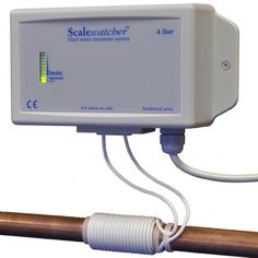 the scalewatcher is attached to a wooden pole with a white cord on it