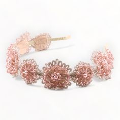 Girls Designer Pink Hair Accessories Stylised Flowers, Girls Headband, Heirloom Gifts, Hand Wrap, Party Shop, Flower Girls, Girls Headbands, Pink Satin, Pink Crystal