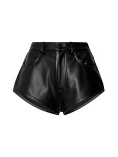 Featured on the Fall 2024 Runway, LAPOINTE's Stretch Faux Leather Mini Shorts are a mini hot short silhouette with a five pocket detail, zip fly, and button closure. 2024 Runway, Transitional Dressing, Hot Short, Heeled Mules Sandals, Leather Short, Mini Shorts, Leather Shorts, Skirted Swimwear, Fall 2024