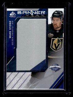 a hockey card with the name and number of an official jersey worn by the vegas knights