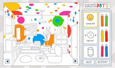 the coloring book is open to show an image of a living room with furniture and decorations