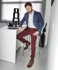 Sports Coat And Jeans, Denim Jacket Men Outfit, Burgundy Chinos, Maroon Pants, Blazer Outfits Men, Blue Suit Jacket, Burgundy Pants, Mens Polo T Shirts, Checkered Pants