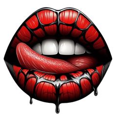 the lips and tongue are painted red