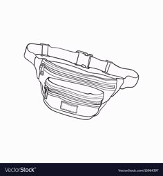 a black and white drawing of a fanny bag