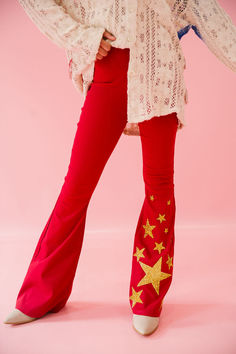 AMERICAN DREAM RED FLARES FLARES Judith March The Flare, Red Flare, Square Pants, Perfect Pant, American Dream, Gold Stars, All The Way, Cool Style, The Way