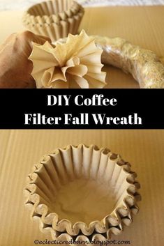 coffee filterr fall wreath made out of paper and rolled up into a cupcake liner