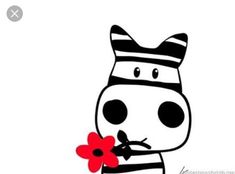 a cartoon zebra holding a red flower in its mouth and wearing a striped shirt with stripes on it