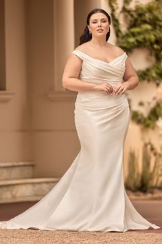 Sophia Tolli Wedding Dress 0 / Ivory Sophia Tolli: Y3167FI - Ruby Draping Drawing, Sophia Tolli, Plus Size Gowns, Ruby Wedding, Fit And Flare Wedding Dress, Trendy Wedding Dresses, Seductive Clothes, Dress Order, Wedding Dresses Plus Size