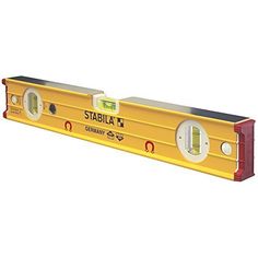 a yellow and red spirit level with the word stabila on it's side