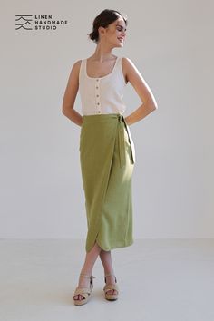 Introducing the Bria Linen Tank Top: a must-have addition to your essential linen capsule wardrobe. Masterfully handcrafted in a quaint European studio, this sleeveless open-neck top features a practical button-down closure. Its perfect length ensures the Bria hangs beautifully with every outfit, proving an indispensable, versatile piece for everyday elegance. Maxi Linen Skirt, Linen Tank Top, Linen Tank