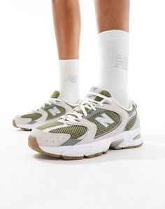 New Balance 530 sneakers in khaki  | ASOS Sporty Khaki Sneakers With Cushioned Footbed, Nb 530, Green New Balance, Nike Air Max Jordan, Formal Dresses Graduation, Cocktail Dress Formal, Khaki Fashion, Winter Party Dress, Green Outfit