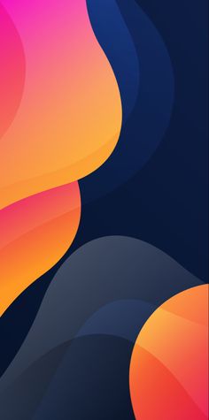 an orange and pink abstract background with wavy lines on the bottom right side of the image