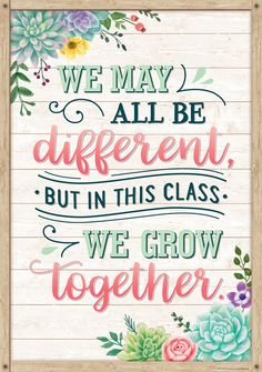 a sign that says we may all be different but in this class we grow together