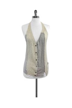 Current Boutique-Marc Jacobs - Grey Knit Sweater Vest Sz S Casual Sweater Vest With Pockets For Layering, Cream Sweater With Pockets For Layering, Cream Layering Sweater With Pockets, Knit Tops With Pockets For Layering, Gray Sweater Vest, Polka Dot Vest, Vest Knit, Gray Vest, Knit Sweater Vest