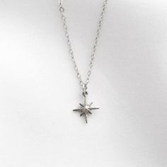 North Star Necklace | Simple & Dainty Daily Necklace, North Star Necklace, Silver Necklace Simple, Romantic Date Night, Star Necklace Gold, The North Star, Detailed Necklace, Tiny Charm, Jewelry Drawing