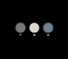 three circles with different colors in the middle and one on each side, all black