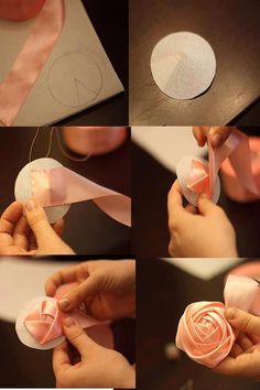 how to make a paper rose with ribbon and glue - step by step photo instructions