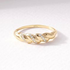 "Here is Croissant Dome Cluster Diamond Statement Ring for bride! This 18K 14K 10K Thick Twisted Rope Wedding Band will be perfect Promising Jewelry for bride or fiancee in her wedding or engagement ceremony. Chunky Bold Signet turns to elegance chunky bold ring for her! This signet gold ring will be great in her bridal shower as a twist rope ring! This Unique Croissant moissanite irregular ring can be either exciting twisted dome ring or pinkie finger ring for her. This Sturdy and stunning chun Yellow Gold Plated Diamond Ring, Yellow Gold-plated Round Cut Diamond Ring, Yellow Gold Plated Round Cut Diamond Ring, Yellow Gold Plated Diamond Ring With Round Cut, Gold Plated Diamond Cut Ring In Fine Jewelry Style, Yellow Gold Plated Rings For Wedding, Yellow Gold Plated Diamond Ring With Accents, Gold Plated Diamond Ring For Formal Occasions, Gold Plated Wedding Jewelry With Pave Setting