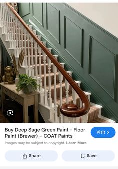 the stairs are painted green with white trim