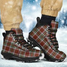 Scottish MacAlister Dress Clan Tartan Alpine Boots Details : Tartan Alpine boots will enhance the style and performance of your footwear collection! Features a vibrant double-sided print on water-resistant vegan leather. Eco-friendly and completely vegan. The removable memory foam EVA insole pad provides comfort and support. High-quality rubber outsole provides excellent traction and durability. Hunting Dress, Scottish Plaid, Tartan Dress, Red Tartan, Vibe Clothes, Conscious Consumer, Footwear Collection, Day Bag, Shoe Game