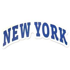 the new york sticker is shown in blue and white on a white background,