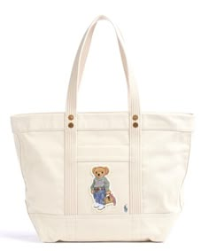 Polo Ralph Lauren Tote bag cotton ivory - 428-874217-001 | wardow.com Ralph Lauren Tote Bag, Ralph Lauren Tote, Catalog Bag, Tote Bags For School, Ralph Lauren Bags, Women Ralph Lauren, Polo Bear, Designer Totes, Pretty Bags