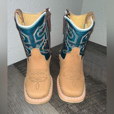 Never Worn. Purchased In Mexico Toddler Cowboy Boots, Baby Cowboy Boots, Baby Cowboy, Blue Cream, Cowboy Boots, Kids Shoes, Cowboy, Shoe Boots, Kids Shop