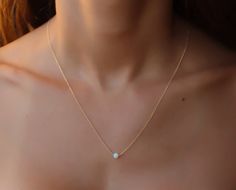 Opal Necklace Opal jewelry White Opal necklace Small by miniLALI 14k Gold Initial Necklace, Opal Necklace Silver, Evil Eye Necklace Gold, Dot Necklace, Dainty Diamond Necklace, Delicate Feminine, Necklace Opal, Small Necklace, Diamond Solitaire Necklace