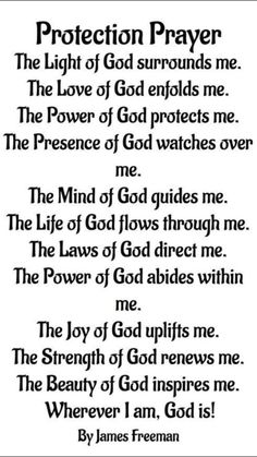 an old poem with the words protection prayer