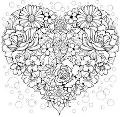 a heart shaped flower arrangement in black and white